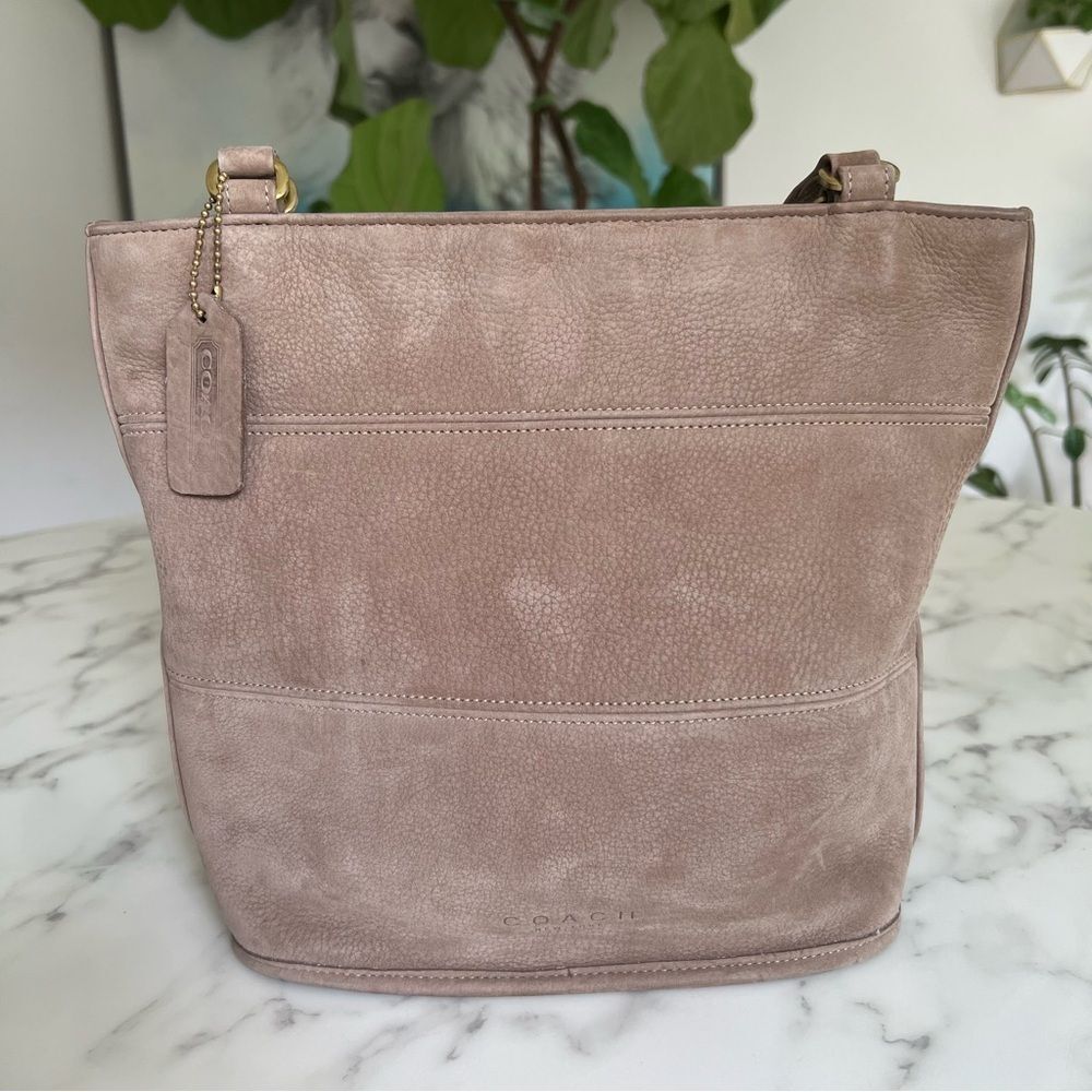COACH Vintage Nubuc Tribeca Shopper Shoulder Bag 4393 Grey Taupe Nubuck 90's USA - Picture 3 of 16